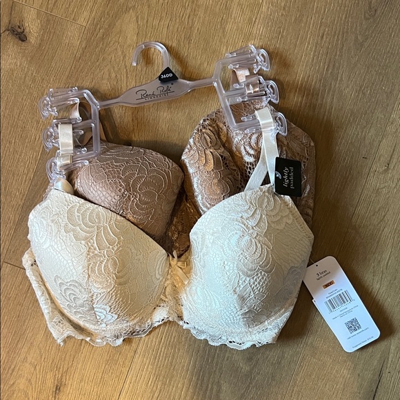 Rene Rofe Lace Bra Set - Cream & Tan Pack of 2 - Picture 2 of 3